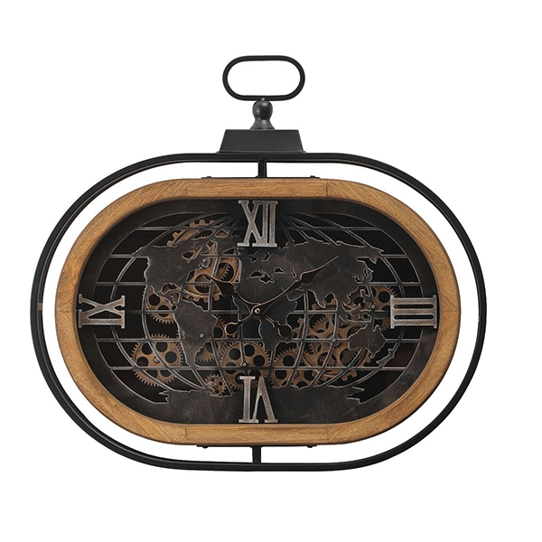 Oval Atlas Columbus Exposed Moving Gear Wall Clock-MM130