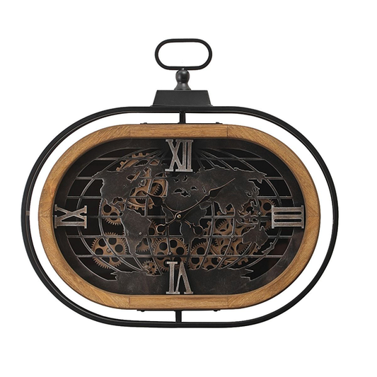 Oval Atlas Columbus Exposed Moving Gear Wall Clock-MM130