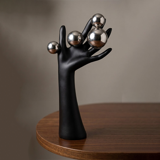 Modern Hand Sculpture with Chrome Spheres-GH99