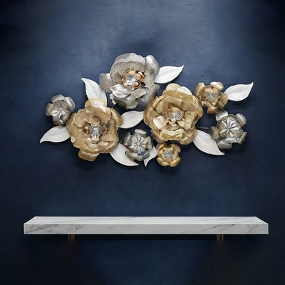 Gold and Silver Metallic Floral Wall Art Decor-JD54
