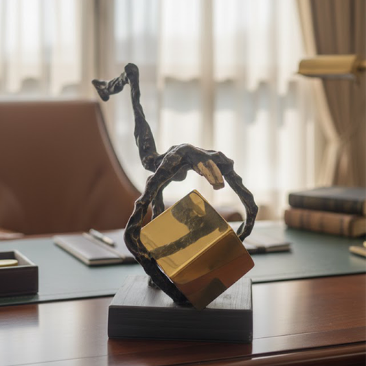 Modern Gold Cube Balance Statue-SH19