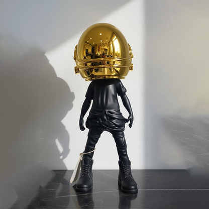 Golden-Helmeted Urban Astronaut Sculpture-LY11