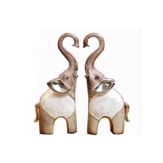 Pair of double elephant statues-GD09