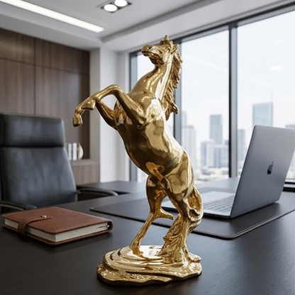 Golden Rearing Stallion Porcelain Figurine-GH91