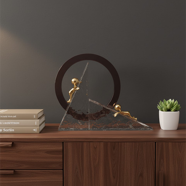 Abstract Climber Sculpture (Mountain & Hoop)-GH60