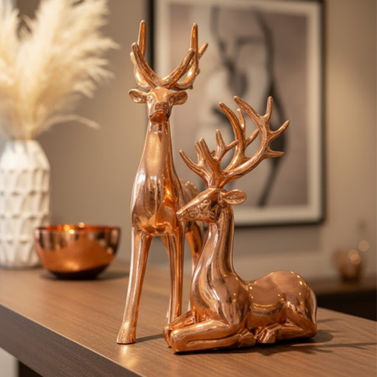 Copper Deer Figurines Set