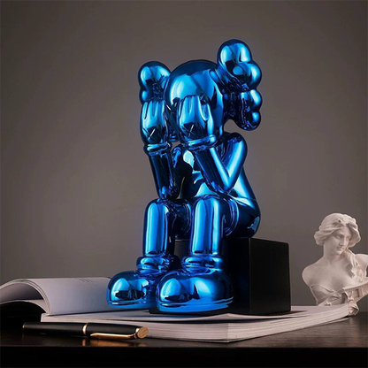 Modern Luxury Metallic KAWS Style Sitting Statue-MM179