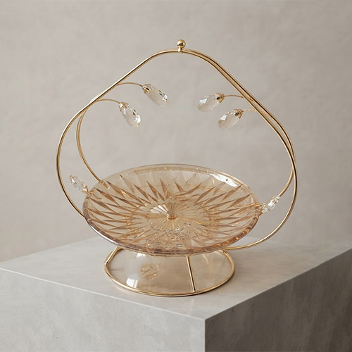 Glamorous Crystal & Gold Decorative Stand-34HR