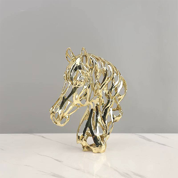 Golden Abstract Horse Head Sculpture-GH66