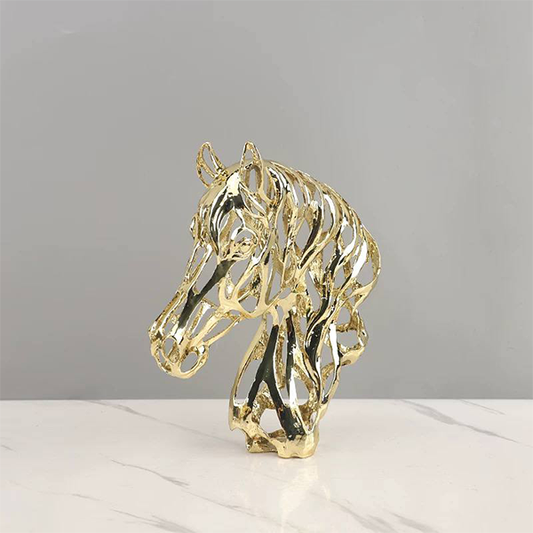 Golden Abstract Horse Head Sculpture-GH66