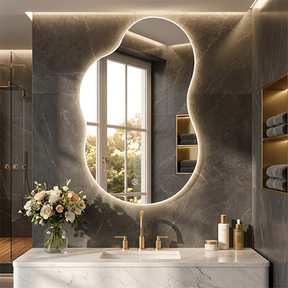 Wrought Studio Asymmetrical Cloud-Shape LED Bathroom Mirror (Doctor Greesh Glass - 6mm)-LM03