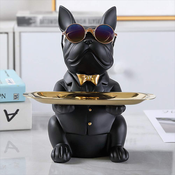 French Bulldog Butler Tray Statue-BB