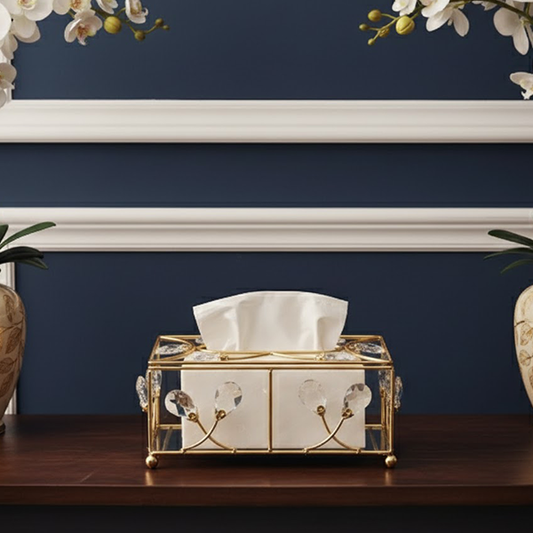 Luxury Gold & Crystal Tissue Box-23sn