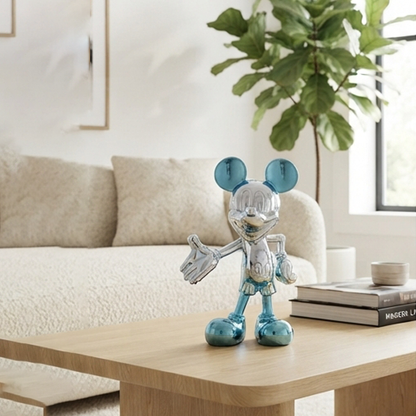 Silver & Blue Welcome Mouse Statue-GH113
