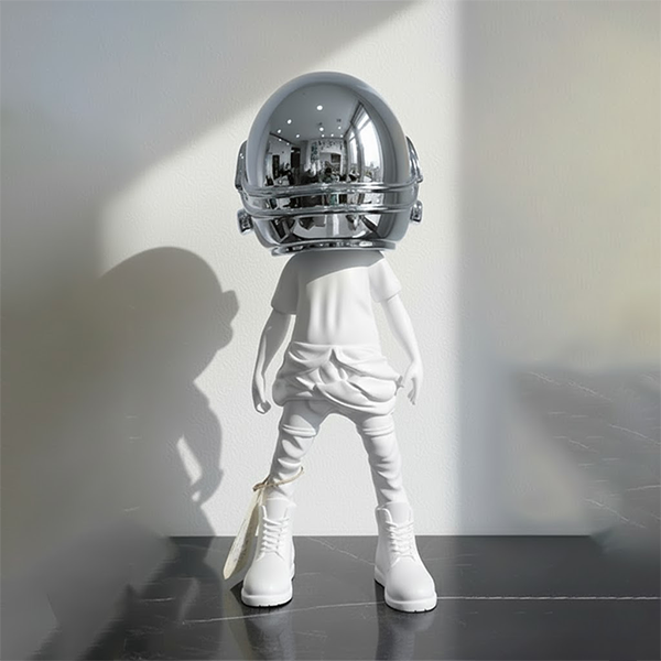 Golden-Helmeted Urban Astronaut Sculpture-LY11
