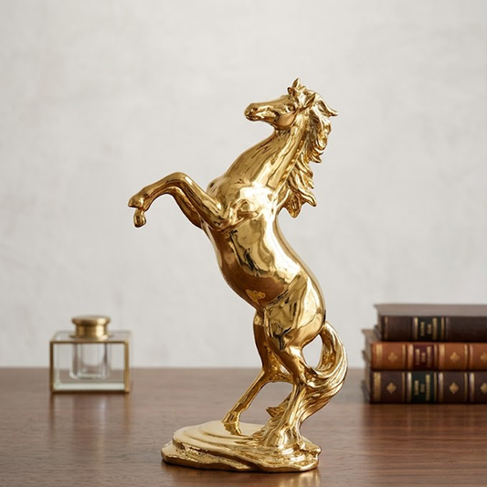 Golden Rearing Stallion Porcelain Figurine-GH91