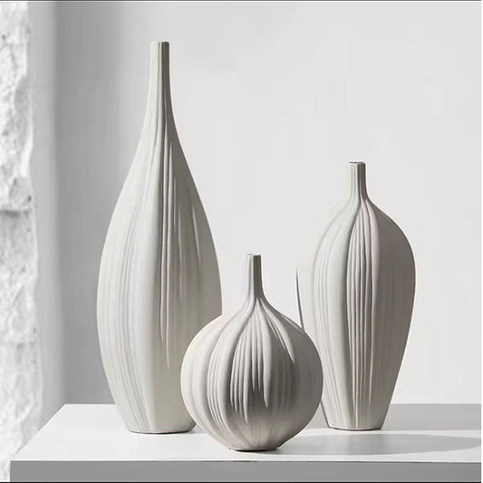 Modern three-piece pottery vase set-V15