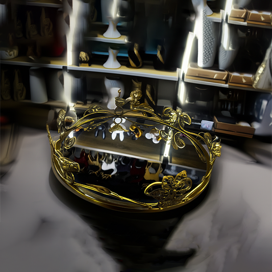 Golden Bird & Leaf Decorative Tray-DT23
