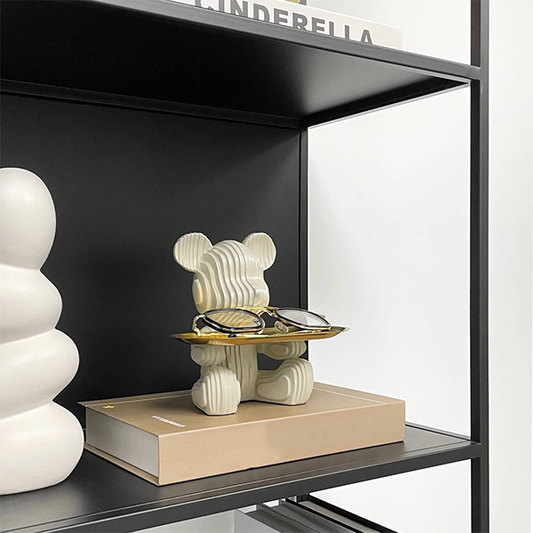 Nordic Ribbed Bear Decorative Tray Statue-MM176