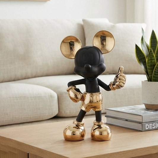 Matte Black & Gold Boxer Mouse Statue-GH112