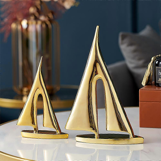Set Golden Sailboat Statues-GD34