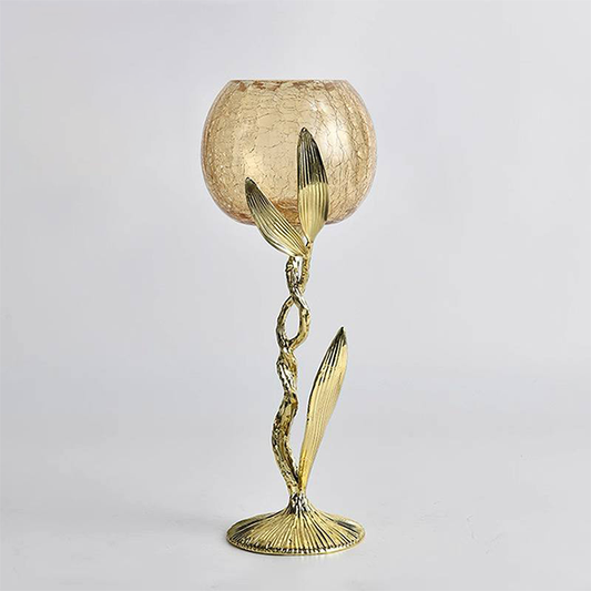 Golden Flower Candle Holder-GD44