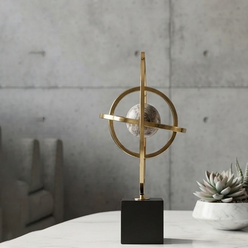 Celestial Gyroscopic Metal Decor Sculpture-MM232