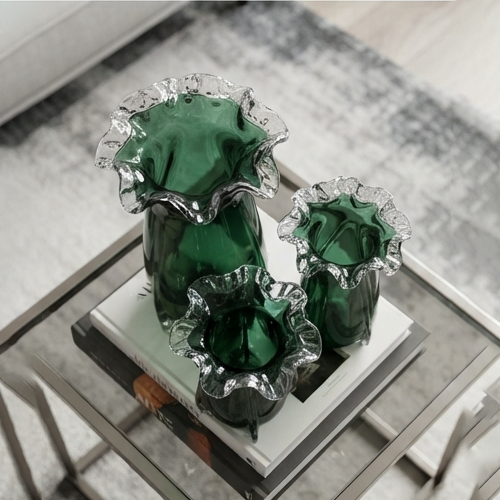 Emerald Glass Vase Set-mm222