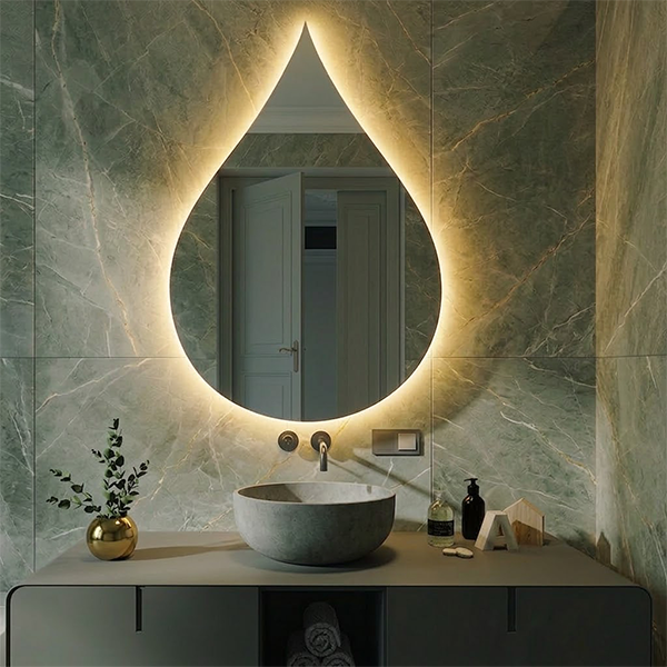 Teardrop Modern Backlit LED Mirror (Doctor Greesh Glass - 6mm)-LM04