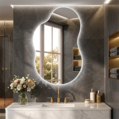 Wrought Studio Asymmetrical Cloud-Shape LED Bathroom Mirror (Doctor Greesh Glass - 6mm)-LM03