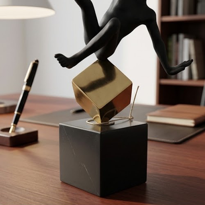 Abstract Balance Man on Cube Sculpture-LY16