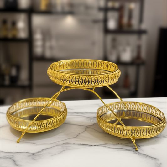 Elegant 3-Tier Golden Serving Stand-DT18
