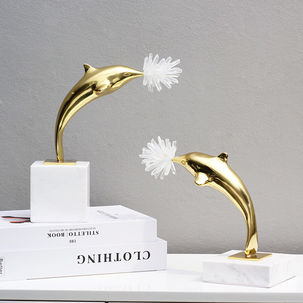 Gold Dolphin with Clear Crystal Base-GD31