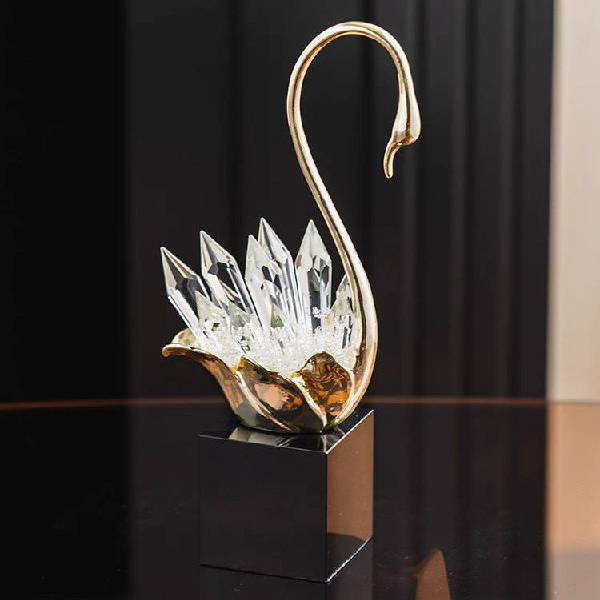 Golden and crystal swan statues-GD39