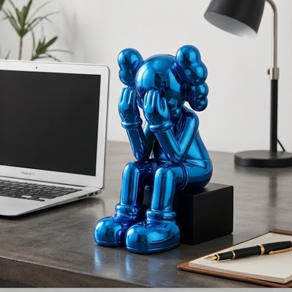 Modern Luxury Metallic KAWS Style Sitting Statue-MM179