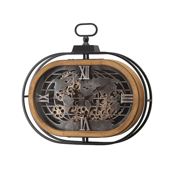 Oval Atlas Columbus Exposed Moving Gear Wall Clock-MM130