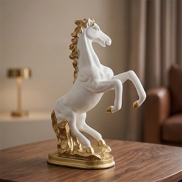 Majestic Rearing Horse Resin Figurine-SI02