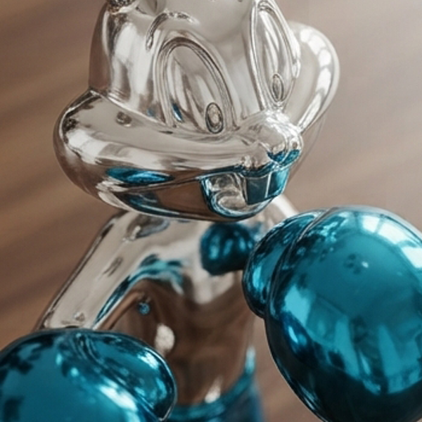 Silver & Blue Boxer Bunny Statue-GH111