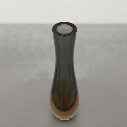 Amber & Charcoal Art Glass Floor Vase-MM227