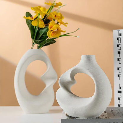 Modern two-piece pottery vase set-V16