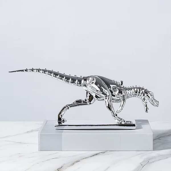 Silver Dinosaur Desktop Decoration