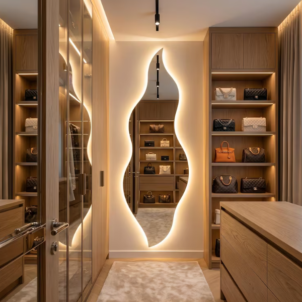 Flame-Shaped Frameless LED Mirror (Doctor Greesh Glass - 6mm)-LM11