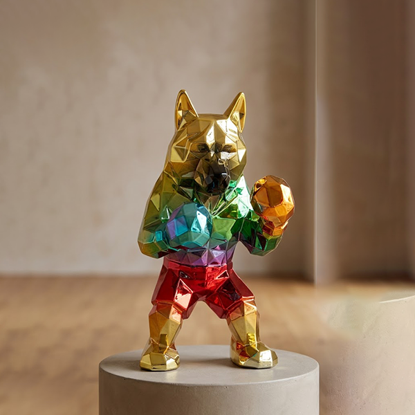 Geometric Boxing Dog Statue-GH106