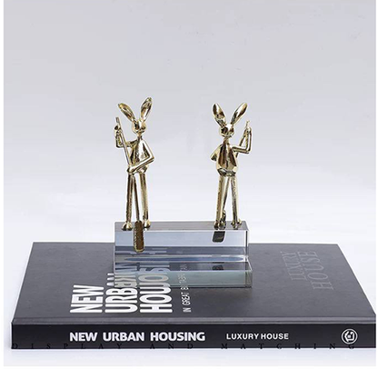 Two Golden Rabbits Decorative Statue-MM106