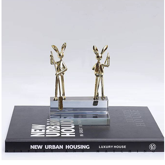 Two Golden Rabbits Decorative Statue-MM106