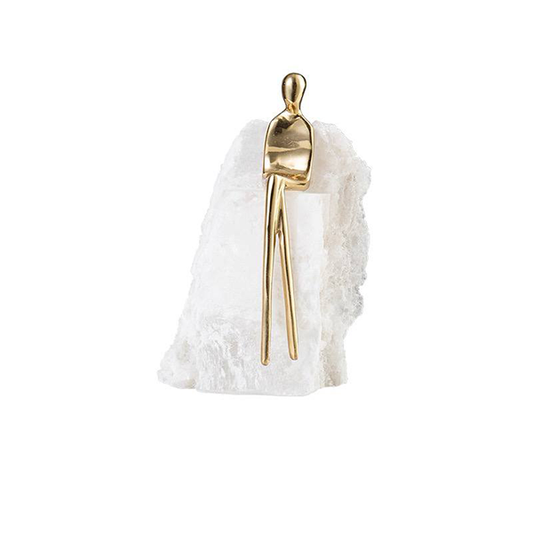 Abstract Gold Figure and Natural Crystal Sculptur-GD21