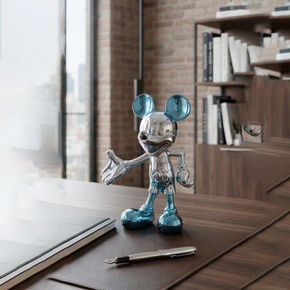 Silver & Blue Welcome Mouse Statue-GH113