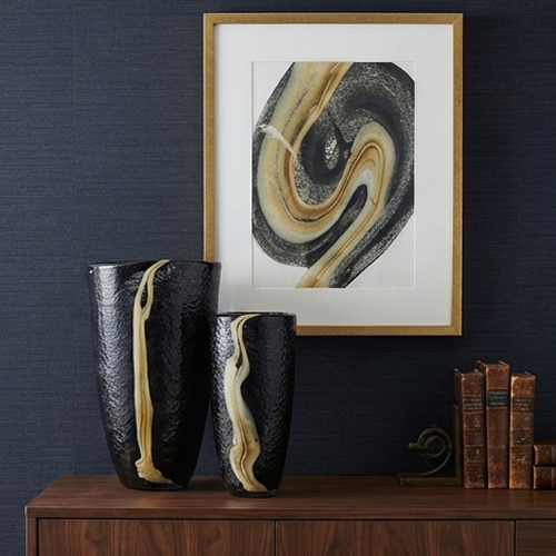 Black and Gold Glass Vases Set-JD50