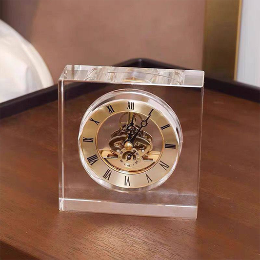 Crystal Cube Mechanical Desk Clock-GH82