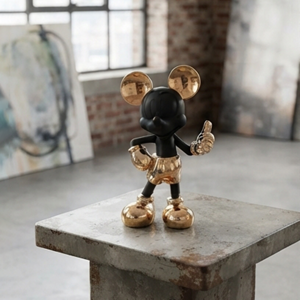 Matte Black & Gold Boxer Mouse Statue-GH112